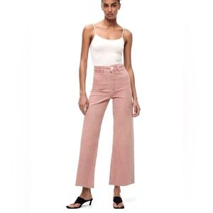 Zara Marine Wide Leg High Rise Straight Jeans Dusty Pink size 6